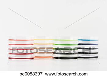 Picture - stacks of colorful 
petri dishes. 
fotosearch - search 
stock photos, 
pictures, images, 
and photo clipart