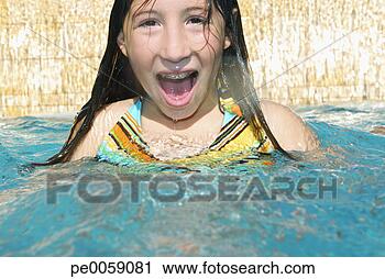 Stock Photography - girl in swimming 
pool with mouth 
open. fotosearch 
- search stock 
photos, pictures, 
images, and photo 
clipart