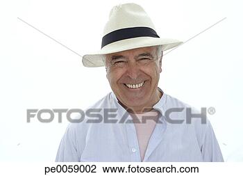 Banco de Imagem - sorrindo,  desgastar, 
 chapéu. fotosearch 
- busca de fotos, 
imagens e clipart