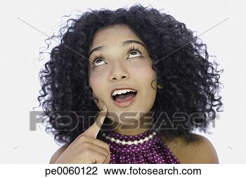 Banco de Imagem - mulher,  dentro, 
 pensando. fotosearch 
- busca de fotos, 
imagens e clipart