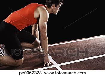 Banco de Imagem - corredor,  raça, 
 pista,  seu, 
 marca. fotosearch 
- busca de fotos, 
imagens e clipart