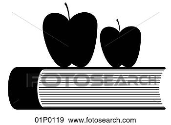 Clip Art - livro,  maçãs. 
fotosearch - busca 
de ilustrações 
clipeart e desenhos