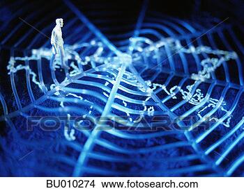 Stock Photo - figurine standing 
on spider web 
over map of world. 
fotosearch - search 
stock photos, 
pictures, images, 
and photo clipart