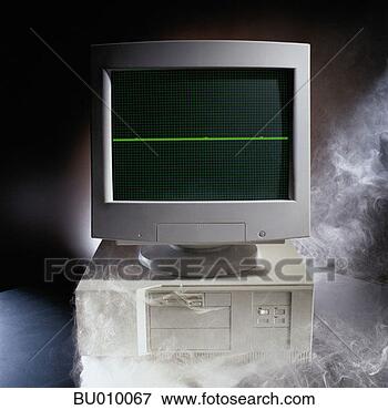 Picture - smoking computer 
with no heartbeat. 
fotosearch - search 
stock photos, 
pictures, images, 
and photo clipart