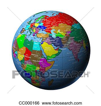 Stock Photo - globe showing 
the middle east, 
africa and  asia. 
fotosearch - search 
stock photos, 
pictures, images, 
and photo clipart