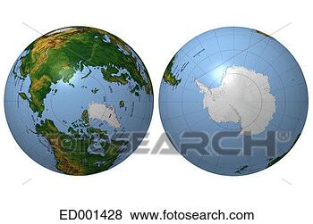 Stock Photo - globes showing 
north pole and 
south pole. fotosearch 
- search stock 
photos, pictures, 
images, and photo 
clipart