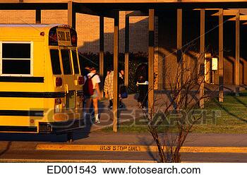 Stock Photo - students arriving 
at school by school 
bus. fotosearch 
- search stock 
photos, pictures, 
images, and photo 
clipart