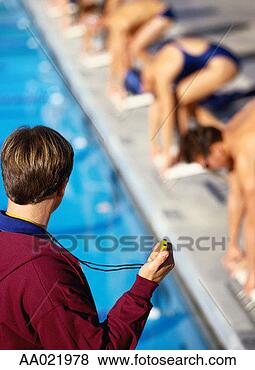 Stock Photo - swimming coach 
at a swim meet. 
fotosearch - search 
stock photos, 
pictures, images, 
and photo clipart
