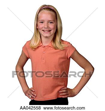 Stock Photo - girl (10-12) with 
hands on hips, 
portrait. fotosearch 
- search stock 
photos, pictures, 
images, and photo 
clipart