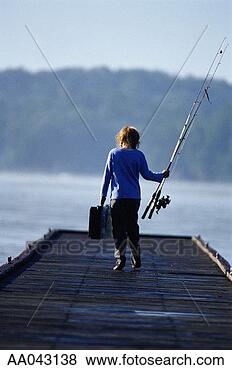 Stock Photo - girl with fishing 
rod and tackle 
standing on pier. 
fotosearch - search 
stock photos, 
pictures, images, 
and photo clipart