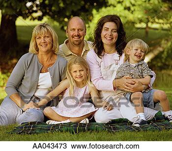 Stock Photo - multi-generational 
family on picnic 
blanket, portrait. 
fotosearch - search 
stock photos, 
pictures, images, 
and photo clipart