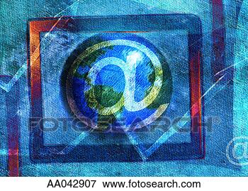 Picture - 'at' symbol over 
a globe. fotosearch 
- search stock 
photos, pictures, 
images, and photo 
clipart