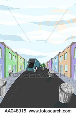 Stock Image - garbage truck 
in neighborhood. 
fotosearch - search 
stock photos, 
pictures, images, 
and photo clipart