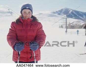 Stock Photo - portrait of 8-year-old 
girl on the ski 
slope. fotosearch 
- search stock 
photos, pictures, 
images, and photo 
clipart
