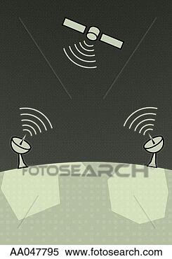 Stock Image - satellite dishes 
pick up transmitter 
signals from satellite. 
fotosearch - search 
stock photos, 
pictures, images, 
and photo clipart