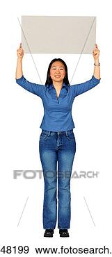 Stock Photograph - young woman holding 
blank sign. fotosearch 
- search stock 
photos, pictures, 
images, and photo 
clipart