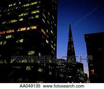 Stock Image - usa, california, 
san francisco, 
office buildings, 
exteriors, night. 
fotosearch - search 
stock photos, 
pictures, images, 
and photo clipart