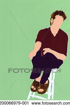 Stock Photography - man in sandals 
sitting on stool. 
fotosearch - search 
stock photos, 
pictures, images, 
and photo clipart