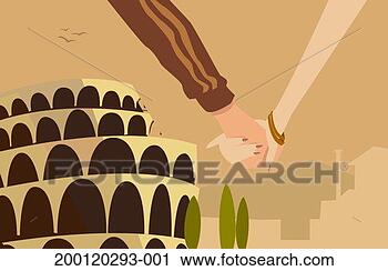 Stock Photography - couple holding 
hands in front 
of ancient roman 
coliseum, close-up. 
fotosearch - search 
stock photos, 
pictures, images, 
and photo clipart
