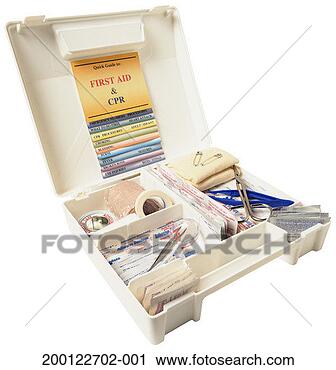 Stock Photography - open first aid 
kit filled with 
medical supplies. 
fotosearch - search 
stock photos, 
pictures, images, 
and photo clipart
