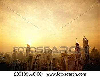 Stock Photography - china, shanghai 
skyline, sunrise. 
fotosearch - search 
stock photos, 
pictures, images, 
and photo clipart