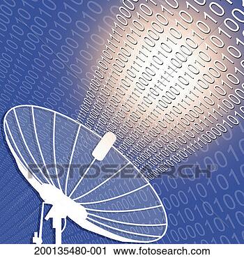 Stock Photography - satellite dish 
emitting binary 
code. fotosearch 
- search stock 
photos, pictures, 
images, and photo 
clipart