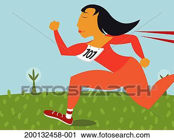 Stock Photography - woman running 
in race, side 
view. fotosearch 
- search stock 
photos, pictures, 
images, and photo 
clipart