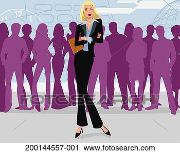 Stock Photography - businesswoman 
standing in front 
of large group. 
fotosearch - search 
stock photos, 
pictures, images, 
and photo clipart