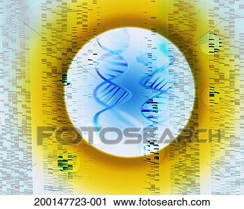 Stock Photography - dna structure 
surrounded by 
yellow circle 
and data. fotosearch 
- search stock 
photos, pictures, 
images, and photo 
clipart