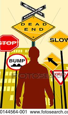 Stock Photography - man looking up 
at directional 
signs. fotosearch 
- search stock 
photos, pictures, 
images, and photo 
clipart