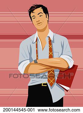 Stock Photography - young businessman 
with tie undone 
and arms folded 
across chest. 
fotosearch - search 
stock photos, 
pictures, images, 
and photo clipart