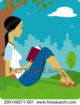 Stock Photography - young woman reading 
a book in city 
park. fotosearch 
- search stock 
photos, pictures, 
images, and photo 
clipart