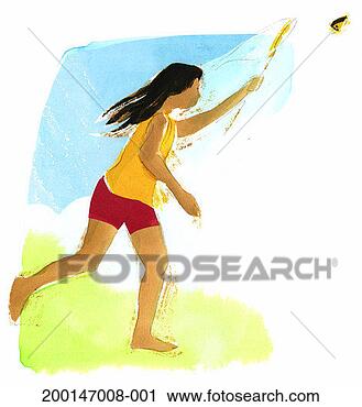 Stock Photography - girl chasing butterfly 
with net. fotosearch 
- search stock 
photos, pictures, 
images, and photo 
clipart
