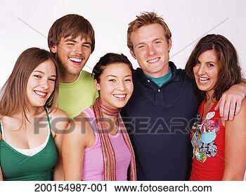 Stock Photography - five young adults 
smiling, portrait. 
fotosearch - search 
stock photos, 
pictures, images, 
and photo clipart