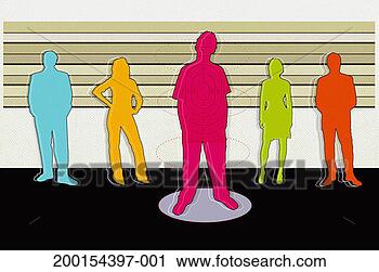 Stock Photography - multi coloured 
figures, target 
on red man in 
foreground. fotosearch 
- search stock 
photos, pictures, 
images, and photo 
clipart