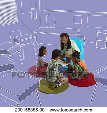 Stock Photography - teacher reading 
book to kids (7-9) 
in classroom (digital 
composite). fotosearch 
- search stock 
photos, pictures, 
images, and photo 
clipart