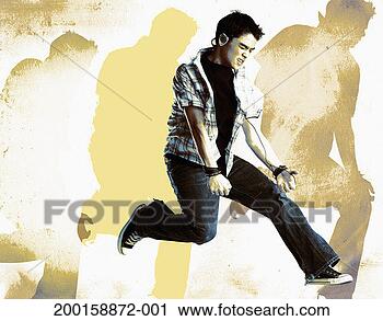 Stock Photography - teen boy (13-15) 
listening to music 
on headphones 
(digital composite). 
fotosearch - search 
stock photos, 
pictures, images, 
and photo clipart