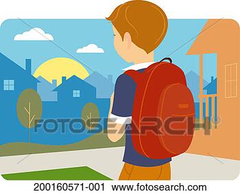 Stock Photography - boy carrying backpack, 
rear view. fotosearch 
- search stock 
photos, pictures, 
images, and photo 
clipart