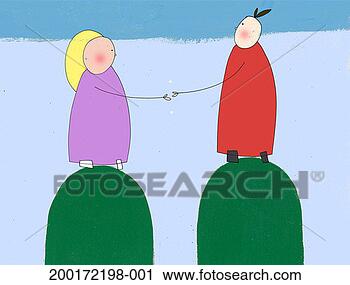 Stock Photography - male and female 
figures about 
to hold hands, 
side view. fotosearch 
- search stock 
photos, pictures, 
images, and photo 
clipart