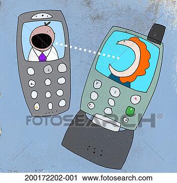 Stock Photography - male and female 
figures communicating 
from inside mobile 
phones. fotosearch 
- search stock 
photos, pictures, 
images, and photo 
clipart