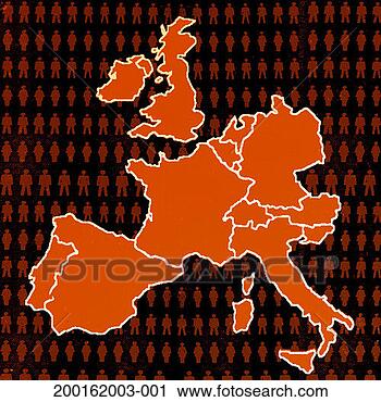 Stock Photography - map of europe 
against repeated 
figures. fotosearch 
- search stock 
photos, pictures, 
images, and photo 
clipart