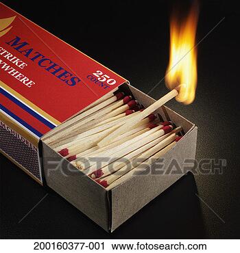 Stock Photography - matchbox filled 
with matches, 
one matchstick 
burning. fotosearch 
- search stock 
photos, pictures, 
images, and photo 
clipart