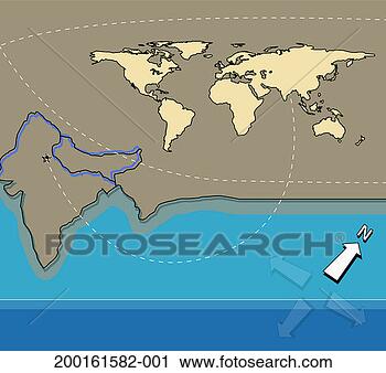Stock Photography - outline map of 
india, line connecting 
delhi to world 
map. fotosearch 
- search stock 
photos, pictures, 
images, and photo 
clipart