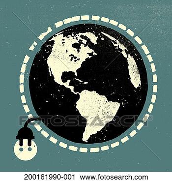Stock Photography - plug connected 
to globe with 
americas prominent. 
fotosearch - search 
stock photos, 
pictures, images, 
and photo clipart