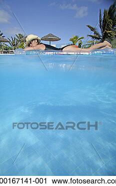 Stock Photography - woman floating 
on air mattress 
in swimming pool, 
surface view. 
fotosearch - search 
stock photos, 
pictures, images, 
and photo clipart