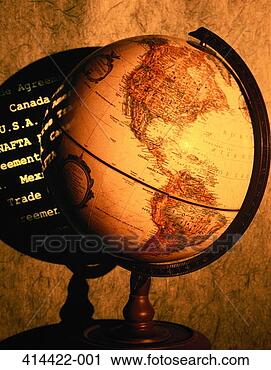 Stock Photography - antique globe, 
the americas promin- 
ent, with trade 
agreement text. 
fotosearch - search 
stock photos, 
pictures, images, 
and photo clipart
