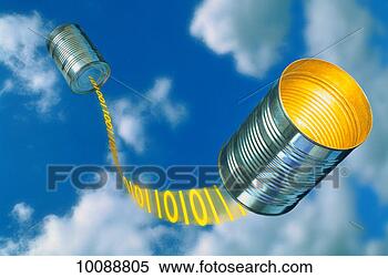 Stock Image - binary numbers 
connecting tin 
cans. fotosearch 
- search stock 
photos, pictures, 
images, and photo 
clipart