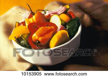 Stock Image - bowl of vegetables, 
red peppers, squash. 
fotosearch - search 
stock photos, 
pictures, images, 
and photo clipart