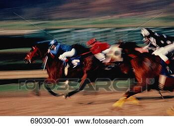 Stock Photography - horse-racing, 
side view of three 
horses (blurred 
motion). fotosearch 
- search stock 
photos, pictures, 
images, and photo 
clipart
