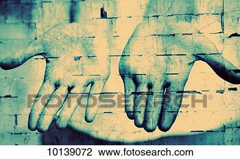 Stock Photo - opened hands projected 
on a wall. fotosearch 
- search stock 
photos, pictures, 
images, and photo 
clipart